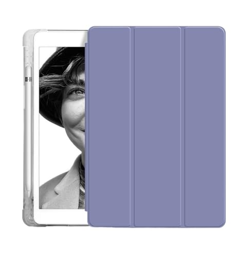 Funda iPad Mini 7 2024 de 8.3 pulgadas transparente con lapicero lila