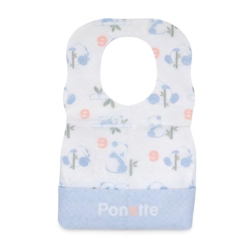 Ponette - Pack de 50 uds Baberos Infantiles de Un Solo Uso, Impermeables, Desechables, de Viaje, Baberos de Usar y Tirar, Marca Española