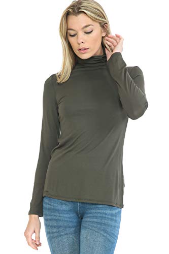 Image of Women's Lightweight Long Sleeve Turtleneck Top Pullover Sweater (S-3XL)