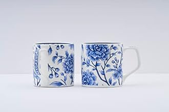 GOLDEN QUEEN'S Bone China Handcrafted Sapphire Bloom Tea & Coffee Cups - Set Of 6 | Perfect For Daily Use, Elevate Your Tea And Coffee Experience | Microwave Safe | 200 Ml