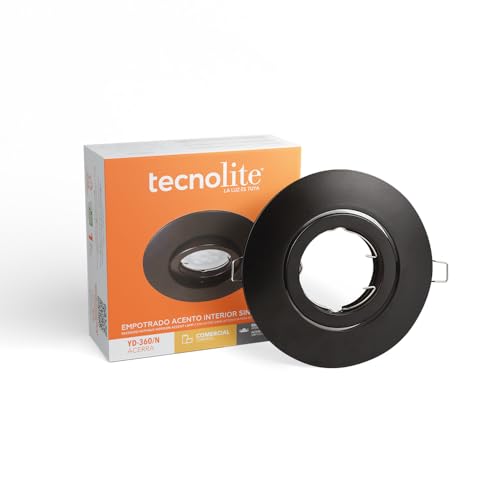 La Mejor Lista de Lamparas empotrables - los más vendidos. 48 Tecnolite - Lámpara de Techo Para Empotrar Downlight, en Color Negro, Material: Aluminio, YD-360/B, Base GX5.3, Potencia: 50 Watts, Voltaje: 100 - 240 Volts