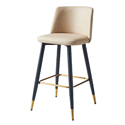 Tabourets de bar en cuir PU marron avec dossier et repose-pieds de comptoir confortables