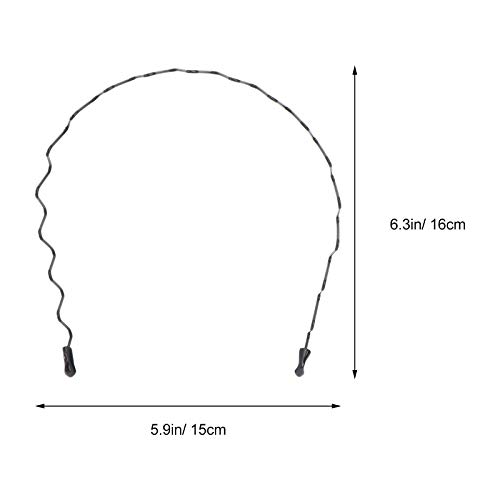 6Pcs Unisex Wavy Headband Metal Men Hair Band Elastic Non Slip Hair Hoop Sports Fashion Headwear for Women Men