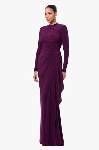 Betsy & Adam Women's Long Sleeve Stretch Knit Side Ruffle Dress2