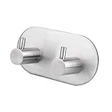 Milti Gancho Adhesivo de Acero Inoxidable Cepillado 304 [Plateado, Curvado]...