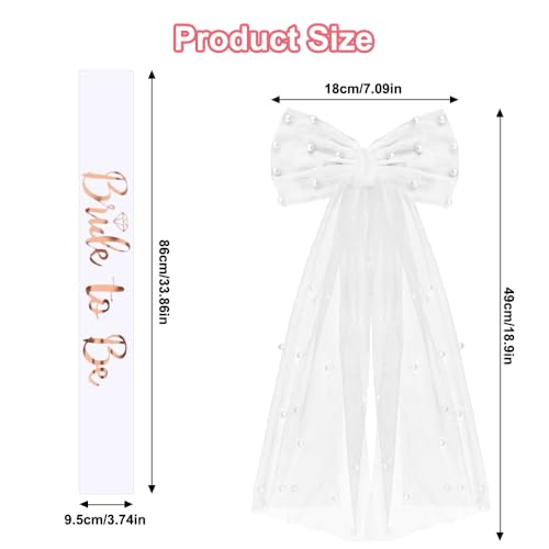 3 Piezas Accesorios para Despedidas de Soltera Mujeres,Despedida Velo Novia,Gafa Corazón y Novia Satin Sash,Kit Bride to Be Addio Al Nubilato,Despedida Soltera Accessorios,para Bodas,Compromisos - imagen 2