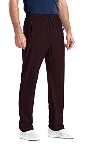 Clothin Mens Workout Athletic Pants Elastic-Waist Drawstring Pants For Sport Exercise Travel,Quick-Dry,Stretchy,Wine Red,L(34-37W X 30L) #TOP10
