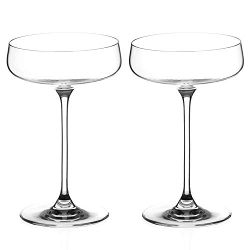 DIAMANTE Champagne Cocktail Saucers Pair - ‘Auris’ Collection Undecorated Crystal - Set of 2