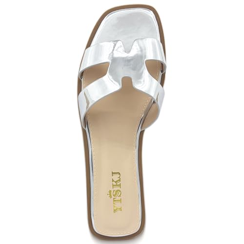 Image of Sandals for Women Dressy Comfortable Flat Open Toe Casual Cute Trendy Shoes Soft Leather Slip On Ladies Slides for Summer 2026