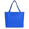 DALIX 20" Solid Color Cotton Canvas Shopping Tote Bag in Royal Blue #2