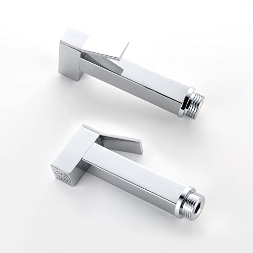 Wussh Concealed Muslim Square Hot and Cold Monobloc Bidet Shower Kit Set Brass Chrome Wall Mounted - Image 4