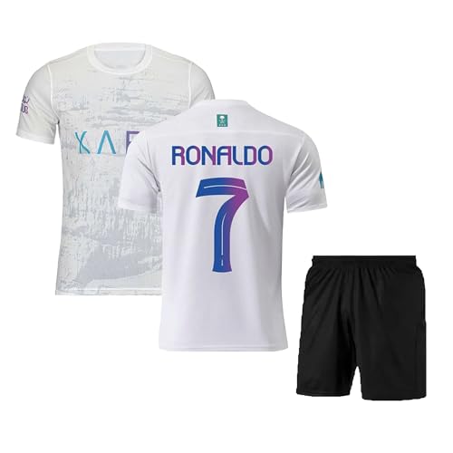 Image of Ronaldo 7 Football Jersey Home Boys with Shorts (Kid's, Boy's& Men)