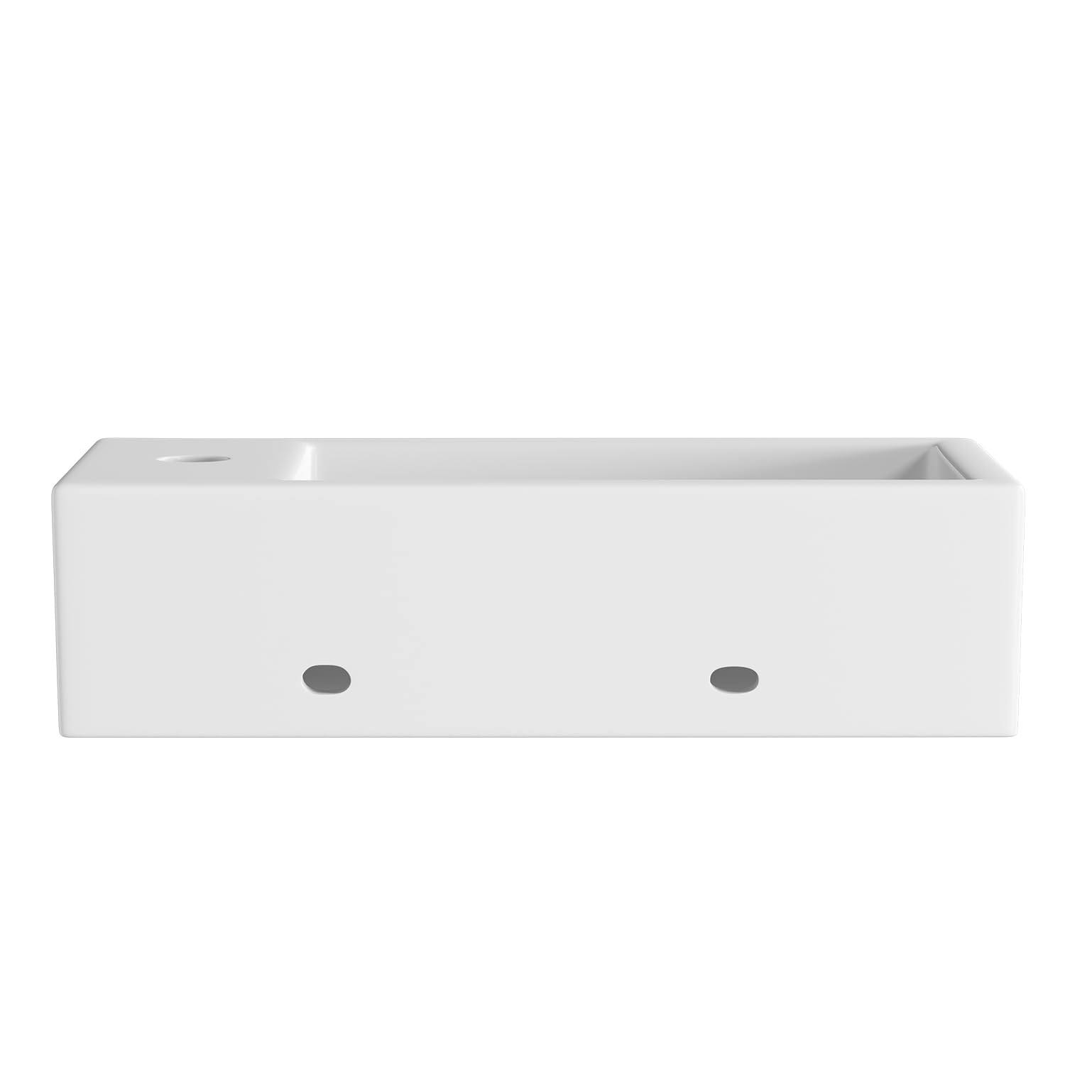 Fregadero rectangular de porcelana blanca de 18 x 10 pulgadas, montaje en pared, moderno, fregadero de baño pequeño, 17.7 pulgadas de ancho x 9.6 pulgadas de profundidad 9