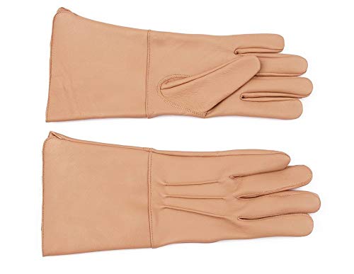 Swiftwears Medieval Gauntlet Leather Cosplay Gloves Long Arm Cuff (Large, Light Tan)