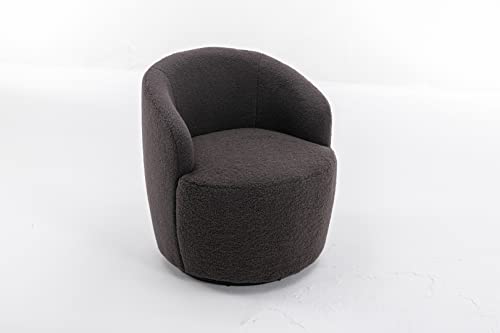 Sillón redondo tapizado teddy moderno gris oscuro miniatura 7