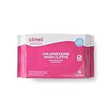 Clinell Chlorhexidine Wash Cloths - Pack of 8 Cloths - Body Wipes, Rinse Free Solution, Kills Bacteria, Dermatologically Tested - for Patients, Elderly & Disabled - Pink