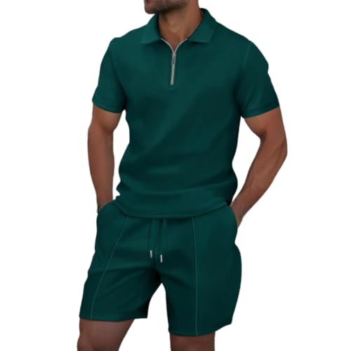 Polo gaufré homme col zippé et short pour vos vacances d'été