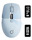 SEUNKWANG EWEADN Q1 Wireless Mouse, BT & 2.4G Silent Mouse Quiet Click with 1600 DPI Levels, Battery & DPI LED Screen Display, 6 Button Small Portable Bluetooth Mouse for Laptop/PC/Mac-Blue