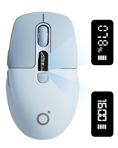 Dual-Mode Wireless Bluetooth Mouse with LED Display for Laptop - Blue