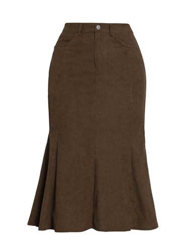 Allegra K Corduroy Skirt for Women Fall High Waist Casual Work Bodycon Midi Mermaid Skirts