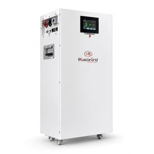 Image of MuscleGrid 51.2V 314Ah LiFePO4 Battery Pack with JK BMS | 200A Charge / 350A Discharge | Touch Screen Display | 8000 Cycles | Smart CRM Monitoring | Energy Storage System (320AH Cell Laser Weld)