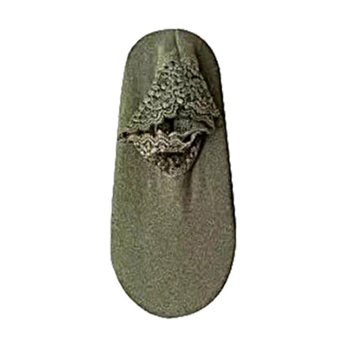 1 Pair Women’s Green Fashion Lace Ankle Socks, Non-Slip Cotton Warmers