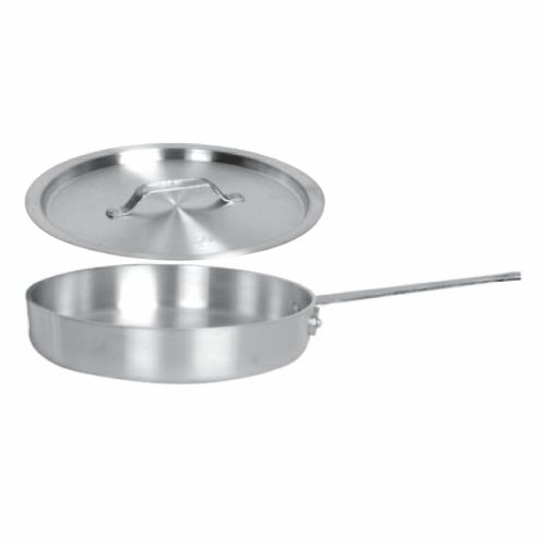 Thunder Group SLSAP050 Induction Saute Pan, 5 Quart, with Cover, Welded Handle with Helper Handle, encapsulated Base, 18/8 Stainless Steel, NSF