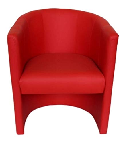 MartHome Cocktailsessel Club Tom - Fauteuil Rembourré en Similicuir, Siège de Club et Lounge pour Salon, Bureau et Hôtel - Rouge