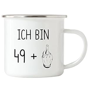 Hey!Print 50. Geburtstag Emaille Tasse Mittelfinger Humorvolle Geschenkidee Runder Geburtstag 50 Jahre Alt Originell