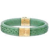 Regalia by Ulti Ramos 14K Yellow Gold Real Jade Hand Carved Bangle Bracelet