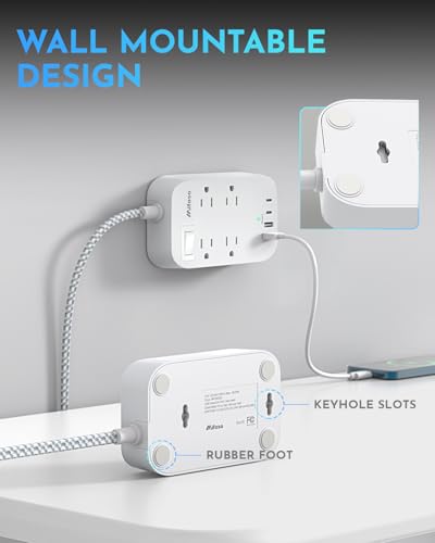 Image of mifaso 10ft Travel Essentials - 3Ft Power Strip with USB, Compact Flat Plug Extension 4 USB Ports, Non Surge Cruise Must Haves, Cruise Ship Essentials, Dorm Room, Apartment Essentials (Dock - 06)