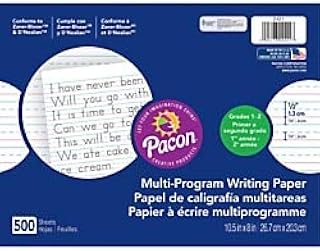 Pacon Multi-Program Handwriting Papers, Grade 1-2, 10 1/2" x 8", Pack of 500 Sheets