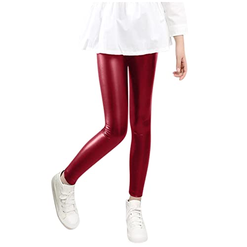 Faux Leather Leggings for Girls and Toddler High Waisted Dance Leggings Tights Teens Skinny Stretchy Metallic Slim Pants2
