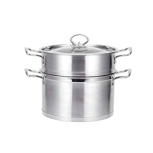 OWOHYG Vaporera de Acero Inoxidable para Frutas y Verduras con Tapa de Vidrio y Asas de Abrazadera, cocinar al Vapor.