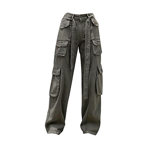 Retrò moltiplicatore Fare Pantaloni Lavoratori Femminile Drag Cool Strada Allentata Sottile Pantaloni Dritto Tubo Dritto Pantaloni Da Lavoro Pantaloni Da Sci Per Le Signore, grigio., XL