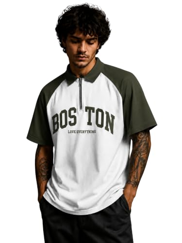 Image of Jump Cuts Mens Printed Polo Neck Full Sleeve Black and Beige Cotton Blend T-Shirt