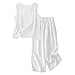 Girls Tank Top Outfits Two Piece Summer Cotton Linen Long Pants Set Teen Kids Trendy Casual Vest (White-B, 7-8 Years)