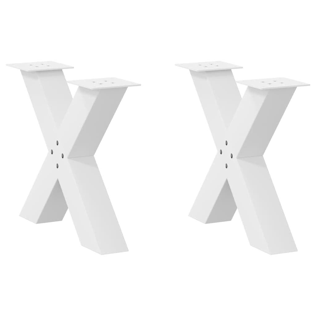 Gambe per tavolino a forma di X, 2 pezzi, bianco, 50 cm, acciaio