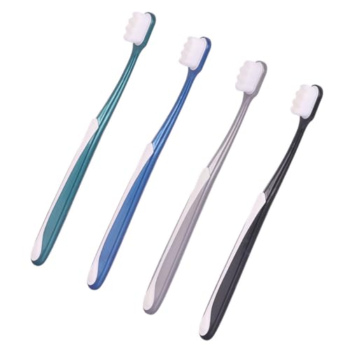 GARVALON Cepillo de Dientes Manual Grande para Adultos, 4 Unidades, Cerdas Suaves Tipo Nanodentado, Mango Ergonómico Antideslizante, Limpieza Dental Diaria para Uso en Casa Color Aleatorio