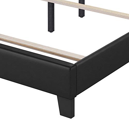 FURINNO Pessac PU Leather Upholstered Platform, Twin, Black by Furinno - Image 9