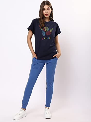 Image of Bewakoof Women's Typography 100% Cotton T-Shirt - Boyfriend Fit, Round Neck, Half Sleeves