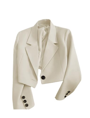 Cropped Blazer for Women Trendy Petite Jacket Dressy Casual Long Sleeve Work Office Crop Top JNZJK005