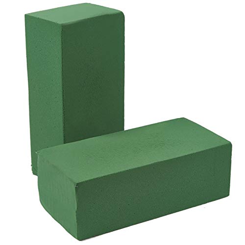 Image of TIED RIBBONS Foam Brick for Flower Basket, Wedding Bouquet, Artificial Flower Arrangement (Green, 10 cm x 8 cm x 22 cm) - Set of 2 ,Artificial Flora
