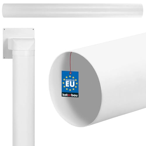 KOTARBAU® - Tubo di ventilazione tondo in PVC, 1000 mm di lunghezza e 100 mm di diametro, colore bianco