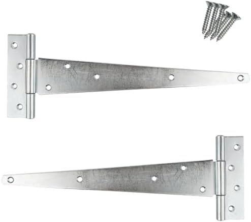 Keypak 2 Pack 450mm (18") T-Hinges Black Japanned, Heavy Duty Metal Tee Hinges With Rustproof Coating, Ideal For Large Wooden Gates, Barn, Garage & Shed Doors