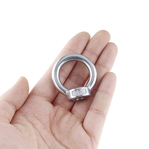 Mtqy 3Pcs 304 Stainless Steel Lifting Eye Nut M10 Female Thread Round Shape For Rope Fitting Marine Industrial, Silver Pitch #TOP4