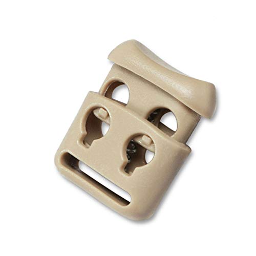 DYZD Double Hole Plastic Cord Locks End Spring Stop Toggle Stoppers Multi-Colour (10PCS, Khaki)