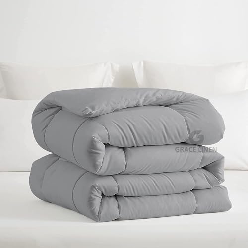 Image of Restful Sleep All Weather Comforter Single Bed Size - Dohar /Rajai /Blanket /Duvet -250 GSM Quilt Soft Microfiber Fill Single Size (60 inchX90 inch) - Silver Grey Color