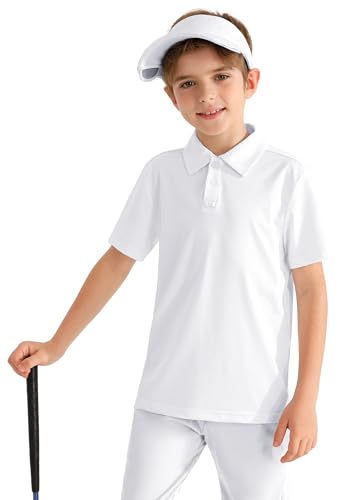 MIVEI Kids Performance School Uniform Polo Shirt Breathable UPF50+ White