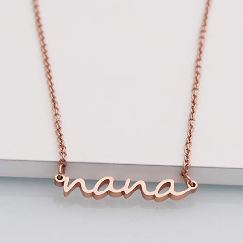 Ankiyabe Grandma Gift Necklace Gigi Mimi Bar Engraved Pendant Necklace Birthday Gifts For Grandma From Grandkid (Nana Letter Necklace-Rose Gold) #TOP3